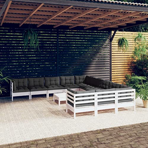 XINCXIN 12-TLG. Garten-Lounge-Set, Outdoor Furniture Terassenmöbel Außen Gartenmöbel Set Garten Möbel Geeignet für Deck Teich Hinterhof Balkon mit Kissen Weiß Kiefernholz von XINCXIN