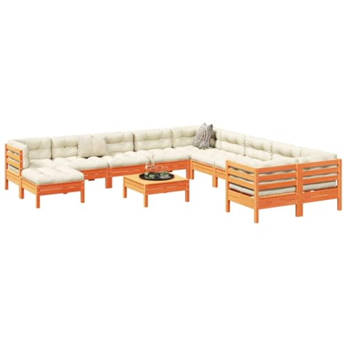 XINCXIN 12-TLG. Garten-Sofagarnitur, Outdoor Furniture Garten Möbel Gartenmöbel Set Terassenmöbel Außen Geeignet für Teich Deck Balkon Hinterhof mit Kissen Wachsbraun Kiefernholz XINCXIN 12-TLG. Garten-Sofagarnitur, Outdoor Furniture Garten Möbel Gartenmöbel Set Terassenmöbel Außen Geeignet für Teich Deck Balkon Hinterhof mit Kissen Wachsbraun Kiefernholz von XINCXIN