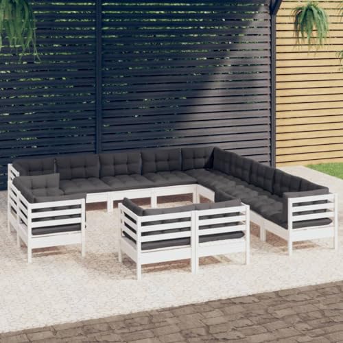 XINCXIN 13-TLG. Garten-Lounge-Set, Gartenmöbel Set Terassenmöbel Außen Outdoor Furniture Garten Möbel Geeignet für Balkon Teich Hinterhof Deck mit Kissen Weiß Massivholz Kiefer XINCXIN 13-TLG. Garten-Lounge-Set, Gartenmöbel Set Terassenmöbel Außen Outdoor Furniture Garten Möbel Geeignet für Balkon Teich Hinterhof Deck mit Kissen Weiß Massivholz Kiefer von XINCXIN