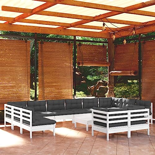 XINCXIN 13-TLG. Garten-Lounge-Set, Outdoor Furniture Gartenmöbel Set Garten Möbel Terassenmöbel Außen Geeignet für Balkon Deck Hinterhof Teich mit Kissen Weiß Kiefernholz XINCXIN 13-TLG. Garten-Lounge-Set, Outdoor Furniture Gartenmöbel Set Garten Möbel Terassenmöbel Außen Geeignet für Balkon Deck Hinterhof Teich mit Kissen Weiß Kiefernholz von XINCXIN