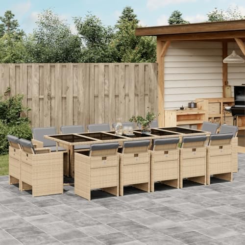 XINCXIN 15-TLG. Garten-Essgruppe, Outdoor Furniture Garten Möbel Terassenmöbel Außen Gartenmöbel Set Geeignet für Hinterhof Teich Balkon Deck mit Kissen Beigemischung Poly Rattan XINCXIN 15-TLG. Garten-Essgruppe, Outdoor Furniture Garten Möbel Terassenmöbel Außen Gartenmöbel Set Geeignet für Hinterhof Teich Balkon Deck mit Kissen Beigemischung Poly Rattan von XINCXIN