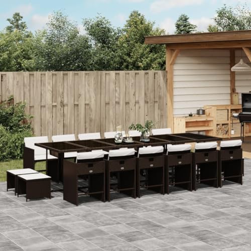 XINCXIN 17-TLG. Garten-Essgruppe, Garten Möbel Gartenmöbel Set Outdoor Furniture Terassenmöbel Außen Geeignet für Balkon Hinterhof Deck Teich mit Kissen Braun Poly Rattan XINCXIN 17-TLG. Garten-Essgruppe, Garten Möbel Gartenmöbel Set Outdoor Furniture Terassenmöbel Außen Geeignet für Balkon Hinterhof Deck Teich mit Kissen Braun Poly Rattan von XINCXIN