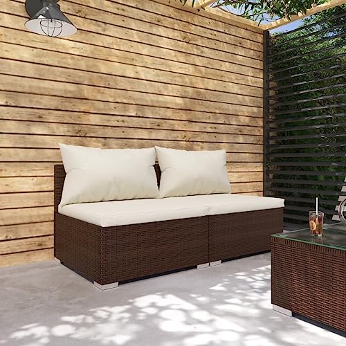 XINCXIN 2-TLG. Garten-Lounge-Set, Garten Möbel Outdoor Furniture Gartenmöbel Set Terassenmöbel Außen Geeignet für Teich Deck Balkon Hinterhof mit Kissen Poly Rattan Braun XINCXIN 2-TLG. Garten-Lounge-Set, Garten Möbel Outdoor Furniture Gartenmöbel Set Terassenmöbel Außen Geeignet für Teich Deck Balkon Hinterhof mit Kissen Poly Rattan Braun von XINCXIN