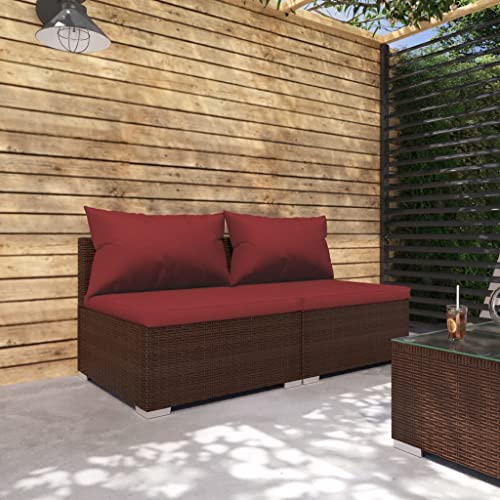 XINCXIN 2-TLG. Garten-Lounge-Set, Outdoor Furniture Garten Möbel Gartenmöbel Set Terassenmöbel Außen Geeignet für Teich Deck Hinterhof Balkon mit Kissen Poly Rattan Braun von XINCXIN