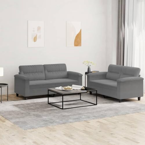 XINCXIN 2-TLG. Sofagarnitur, Gästesofa Sofa Set, Wohnzimmer Sofa bodensofa, Platzsparende schlafcouch, Günstig gästesofa Sofas, Geeignet für Study Apartments mit Kissen Dunkelgrau Mikrofasergewebe von XINCXIN