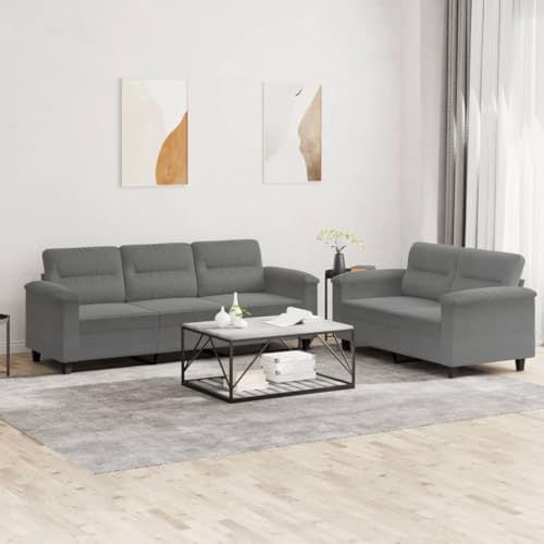 XINCXIN 2-TLG. Sofagarnitur, Günstig gästesofa Sofas, Wohnzimmer Sofa bodensofa, Platzsparende schlafcouch, Gästesofa Sofa Set, Geeignet für Attics 0ffice Study mit Kissen Dunkelgrau Mikrofasergewebe von XINCXIN