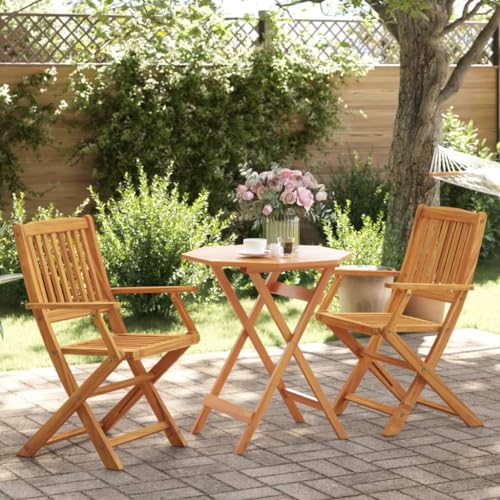 XINCXIN 3-TLG. Bistro-Set, Gartenmöbel Set Terassenmöbel Außen Outdoor Furniture Garten Möbel Geeignet für Balkon Teich Hinterhof Deck Klappbar Massivholz Akazie von XINCXIN