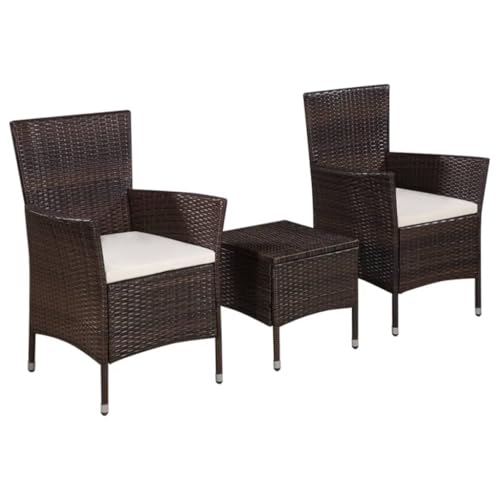 XINCXIN 3-TLG. Bistro-Set, Outdoor Furniture Terassenmöbel Außen Garten Möbel Gartenmöbel Set Geeignet für Teich Hinterhof Deck Balkon Poly Rattan Braun von XINCXIN