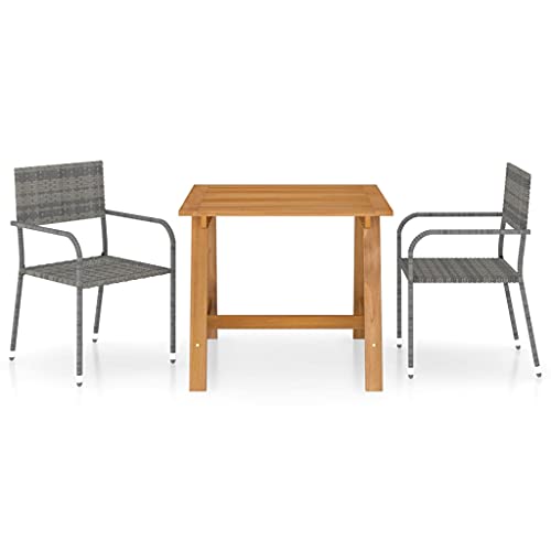XINCXIN 3-TLG. Garten-Essgruppe, Garten Möbel Gartenmöbel Set Outdoor Furniture Terassenmöbel Außen Geeignet für Balkon Hinterhof Deck Teich Grau von XINCXIN