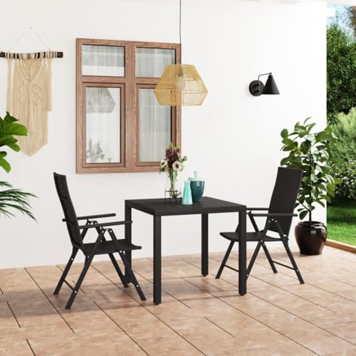 XINCXIN 3-TLG. Garten-Essgruppe, Garten Möbel Gartenmöbel Set Outdoor Furniture Terassenmöbel Außen Geeignet für Balkon Hinterhof Deck Teich Schwarz von XINCXIN