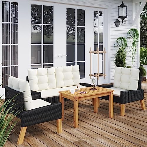 XINCXIN 3-TLG. Garten-Essgruppe, Garten Möbel Gartenmöbel Set Outdoor Furniture Terassenmöbel Außen Geeignet für Balkon Hinterhof Deck Teich Schwarz von XINCXIN