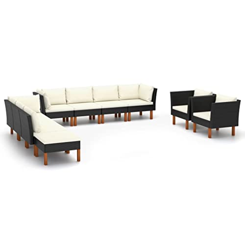 XINCXIN 3-TLG. Garten-Essgruppe, Garten Möbel Gartenmöbel Set Outdoor Furniture Terassenmöbel Außen Geeignet für Balkon Hinterhof Deck Teich Schwarz von XINCXIN