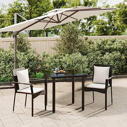 XINCXIN 3-TLG. Garten-Essgruppe, Garten Möbel Gartenmöbel Set Terassenmöbel Außen Outdoor Furniture Geeignet für Hinterhof Balkon Teich Deck mit Kissen Schwarz Poly Rattan XINCXIN 3-TLG. Garten-Essgruppe, Garten Möbel Gartenmöbel Set Terassenmöbel Außen Outdoor Furniture Geeignet für Hinterhof Balkon Teich Deck mit Kissen Schwarz Poly Rattan von XINCXIN