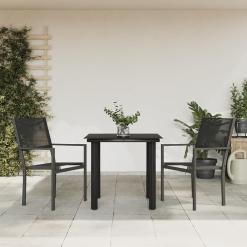 XINCXIN 3-TLG. Garten-Essgruppe, Garten Möbel Outdoor Furniture Terassenmöbel Außen Gartenmöbel Set Geeignet für Balkon Deck Teich Hinterhof Schwarz Stahl und Textilene XINCXIN 3-TLG. Garten-Essgruppe, Garten Möbel Outdoor Furniture Terassenmöbel Außen Gartenmöbel Set Geeignet für Balkon Deck Teich Hinterhof Schwarz Stahl und Textilene von XINCXIN