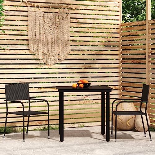 XINCXIN 3-TLG. Garten-Essgruppe, Gartenmöbel Set Garten Möbel Outdoor Furniture Terassenmöbel Außen Geeignet für Deck Teich Hinterhof Balkon Schwarz XINCXIN 3-TLG. Garten-Essgruppe, Gartenmöbel Set Garten Möbel Outdoor Furniture Terassenmöbel Außen Geeignet für Deck Teich Hinterhof Balkon Schwarz von XINCXIN