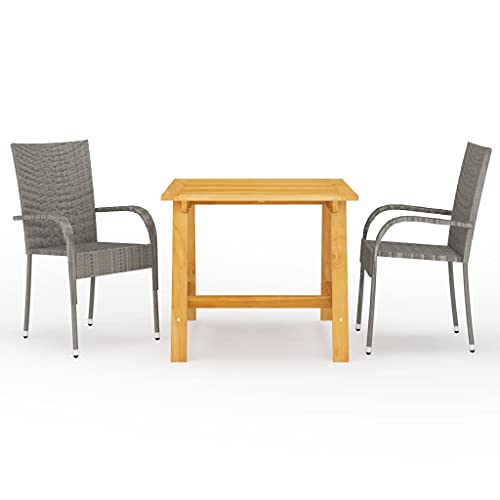 XINCXIN 3-TLG. Garten-Essgruppe, Gartenmöbel Set Garten Möbel Terassenmöbel Außen Outdoor Furniture Geeignet für Hinterhof Balkon Deck Teich Grau von XINCXIN