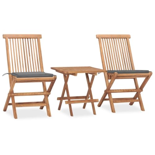 XINCXIN 3-TLG. Garten-Essgruppe, Gartenmöbel Set Terassenmöbel Außen Garten Möbel Outdoor Furniture Geeignet für Deck Hinterhof Balkon Teich mit Kissen Klappbar Massivholz Teak von XINCXIN