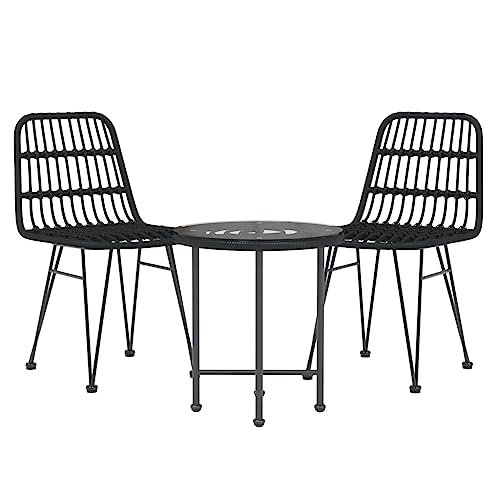 XINCXIN 3-TLG. Garten-Essgruppe, Gartenmöbel Set Terassenmöbel Außen Outdoor Furniture Garten Möbel Geeignet für Deck Hinterhof Teich Balkon Schwarz Poly Rattan XINCXIN 3-TLG. Garten-Essgruppe, Gartenmöbel Set Terassenmöbel Außen Outdoor Furniture Garten Möbel Geeignet für Deck Hinterhof Teich Balkon Schwarz Poly Rattan von XINCXIN
