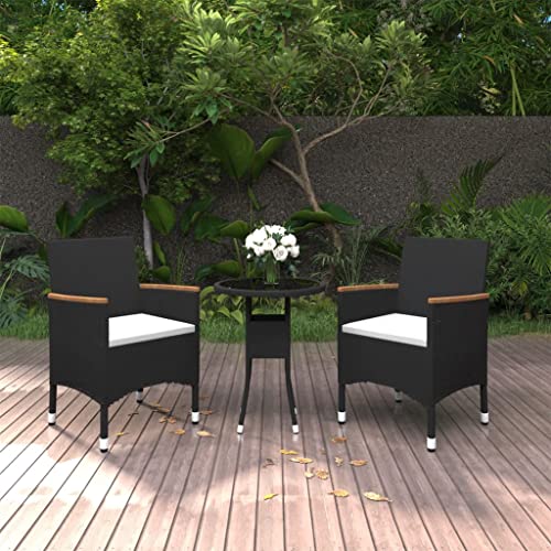 XINCXIN 3-TLG. Garten-Essgruppe, Outdoor Furniture Garten Möbel Terassenmöbel Außen Gartenmöbel Set Geeignet für Hinterhof Teich Balkon Deck Poly Rattan Schwarz XINCXIN 3-TLG. Garten-Essgruppe, Outdoor Furniture Garten Möbel Terassenmöbel Außen Gartenmöbel Set Geeignet für Hinterhof Teich Balkon Deck Poly Rattan Schwarz von XINCXIN