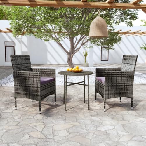 XINCXIN 3-TLG. Garten-Essgruppe, Outdoor Furniture Gartenmöbel Set Garten Möbel Terassenmöbel Außen Geeignet für Balkon Hinterhof Teich Deck Poly Rattan Grau XINCXIN 3-TLG. Garten-Essgruppe, Outdoor Furniture Gartenmöbel Set Garten Möbel Terassenmöbel Außen Geeignet für Balkon Hinterhof Teich Deck Poly Rattan Grau von XINCXIN