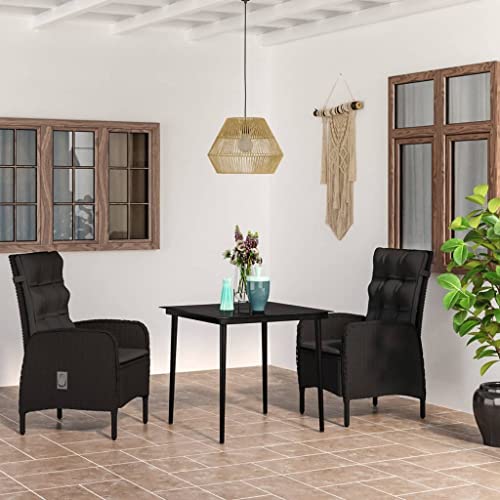 XINCXIN 3-TLG. Garten-Essgruppe, Outdoor Furniture Terassenmöbel Außen Gartenmöbel Set Garten Möbel Geeignet für Teich Hinterhof Balkon Deck mit Kissen Schwarz von XINCXIN