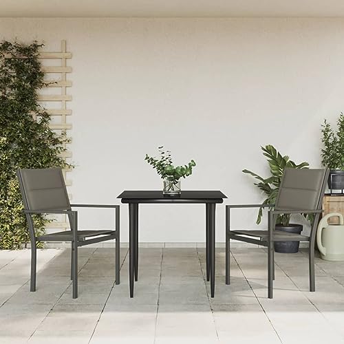 XINCXIN 3-TLG. Garten-Essgruppe, Terassenmöbel Außen Garten Möbel Outdoor Furniture Gartenmöbel Set Geeignet für Balkon Teich Hinterhof Deck Schwarz Stahl und Textilene XINCXIN 3-TLG. Garten-Essgruppe, Terassenmöbel Außen Garten Möbel Outdoor Furniture Gartenmöbel Set Geeignet für Balkon Teich Hinterhof Deck Schwarz Stahl und Textilene von XINCXIN