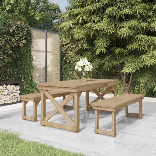 XINCXIN 3-TLG. Garten-Essgruppe, Terassenmöbel Außen Gartenmöbel Set Outdoor Furniture Garten Möbel Geeignet für Hinterhof Teich Deck Balkon Massivholz Kiefer Imprägniert von XINCXIN