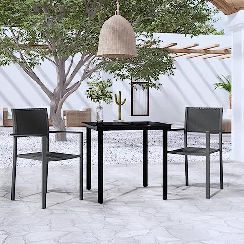 XINCXIN 3-TLG. Garten-Essgruppe, Terassenmöbel Außen Gartenmöbel Set Outdoor Furniture Garten Möbel Geeignet für Hinterhof Teich Deck Balkon Schwarz von XINCXIN