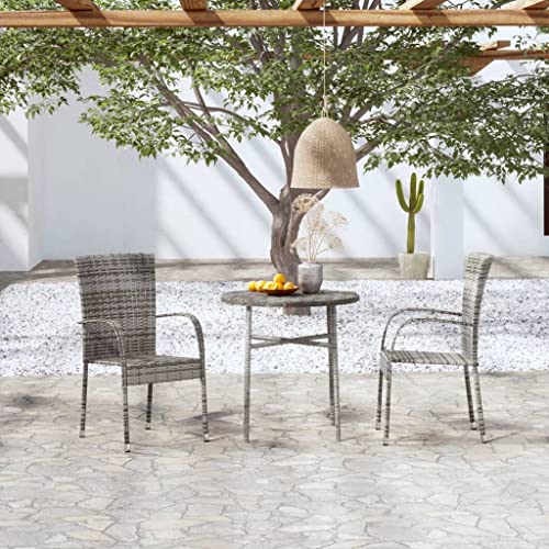XINCXIN 3-TLG. Garten-Essgruppe, Terassenmöbel Außen Outdoor Furniture Garten Möbel Gartenmöbel Set Geeignet für Teich Deck Balkon Hinterhof Poly Rattan Grau von XINCXIN