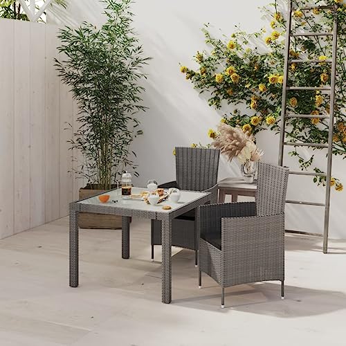 XINCXIN 3-TLG. Garten-Essgruppe, Terassenmöbel Außen Outdoor Furniture Garten Möbel Gartenmöbel Set Geeignet für Teich Deck Balkon Hinterhof mit Kissen Poly Rattan Grau XINCXIN 3-TLG. Garten-Essgruppe, Terassenmöbel Außen Outdoor Furniture Garten Möbel Gartenmöbel Set Geeignet für Teich Deck Balkon Hinterhof mit Kissen Poly Rattan Grau von XINCXIN