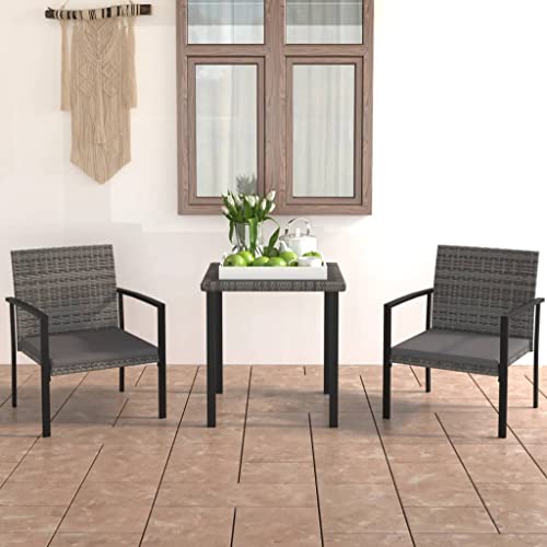 XINCXIN 3-TLG. Garten-Essgruppe, Terassenmöbel Außen Outdoor Furniture Gartenmöbel Set Garten Möbel Geeignet für Teich Deck Hinterhof Balkon Poly Rattan Grau von XINCXIN