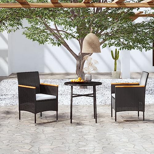 XINCXIN 3-TLG. Garten-Essgruppe, Terassenmöbel Außen Outdoor Furniture Gartenmöbel Set Garten Möbel Geeignet für Teich Deck Hinterhof Balkon Poly Rattan Schwarz XINCXIN 3-TLG. Garten-Essgruppe, Terassenmöbel Außen Outdoor Furniture Gartenmöbel Set Garten Möbel Geeignet für Teich Deck Hinterhof Balkon Poly Rattan Schwarz von XINCXIN