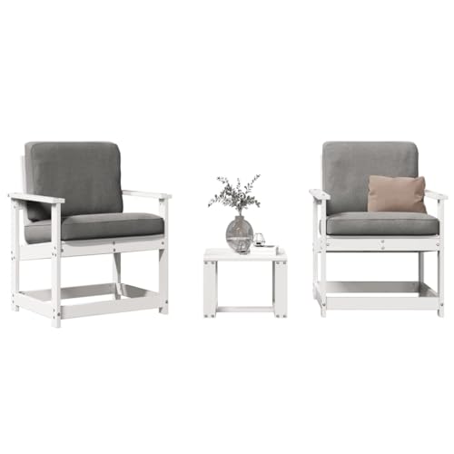 XINCXIN 3-TLG. Garten-Lounge-Set, Gartenmöbel Korbsessel Gartensessel Stühle Geeignet für Garden Balcony Outdoor Pool Weiß Massivholz Kiefer von XINCXIN