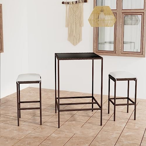 XINCXIN 3-TLG. Gartenbar-Set, Outdoor Furniture Terassenmöbel Außen Garten Möbel Gartenmöbel Set Geeignet für Teich Hinterhof Deck Balkon mit Kissen Poly Rattan Braun XINCXIN 3-TLG. Gartenbar-Set, Outdoor Furniture Terassenmöbel Außen Garten Möbel Gartenmöbel Set Geeignet für Teich Hinterhof Deck Balkon mit Kissen Poly Rattan Braun von XINCXIN