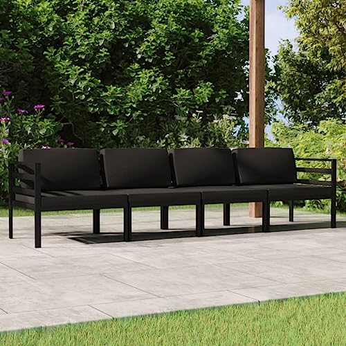 XINCXIN 4-TLG. Garten-Lounge-Set, Terassenmöbel Außen Gartenmöbel Set Outdoor Furniture Garten Möbel Geeignet für Hinterhof Deck Teich Balkon mit Kissen Aluminium Anthrazit von XINCXIN