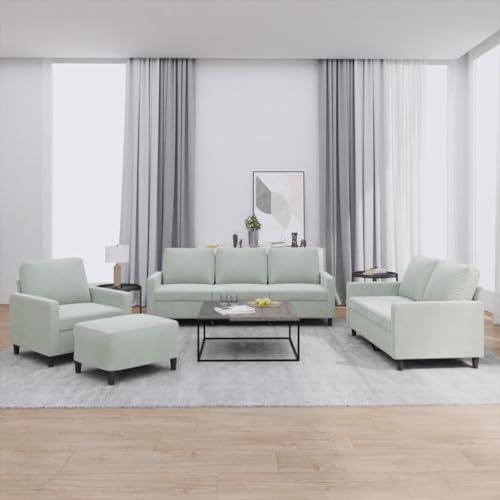 XINCXIN 4-TLG. Sofagarnitur, Günstig gästesofa Sofas, Gästesofa Sofa Set, Wohnzimmer Sofa bodensofa, Platzsparende schlafcouch, Geeignet für Apartments Study Attics 0ffice mit Kissen Hellgrau Samt von XINCXIN
