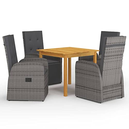 XINCXIN 5-TLG. Garten-Essgruppe, Garten Möbel Gartenmöbel Set Outdoor Furniture Terassenmöbel Außen Geeignet für Balkon Hinterhof Deck Teich Grau von XINCXIN