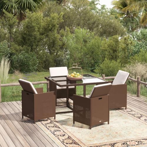 XINCXIN 5-TLG. Garten-Essgruppe, Garten Möbel Gartenmöbel Set Terassenmöbel Außen Outdoor Furniture Geeignet für Hinterhof Balkon Teich Deck mit Kissen Poly Rattan Braun XINCXIN 5-TLG. Garten-Essgruppe, Garten Möbel Gartenmöbel Set Terassenmöbel Außen Outdoor Furniture Geeignet für Hinterhof Balkon Teich Deck mit Kissen Poly Rattan Braun von XINCXIN