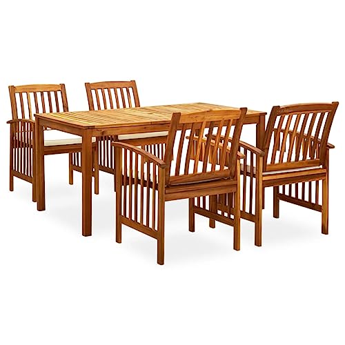 XINCXIN 5-TLG. Garten-Essgruppe, Garten Möbel Outdoor Furniture Gartenmöbel Set Terassenmöbel Außen Geeignet für Balkon Deck Hinterhof Teich mit Kissen Massivholz Akazie von XINCXIN