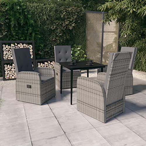 XINCXIN 5-TLG. Garten-Essgruppe, Garten Möbel Outdoor Furniture Terassenmöbel Außen Gartenmöbel Set Geeignet für Balkon Deck Teich Hinterhof mit Kissen Grau von XINCXIN