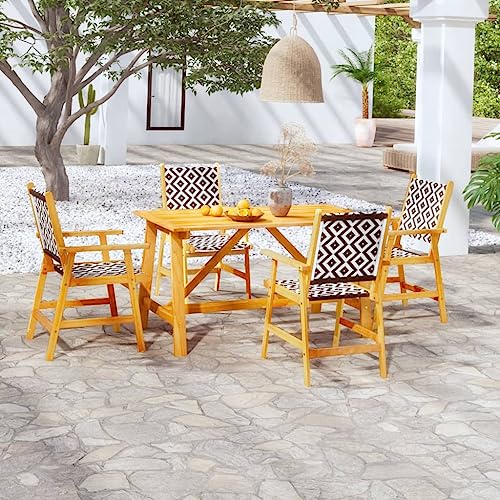 XINCXIN 5-TLG. Garten-Essgruppe, Gartenmöbel Set Garten Möbel Outdoor Furniture Terassenmöbel Außen Geeignet für Deck Teich Hinterhof Balkon Massivholz Akazie von XINCXIN