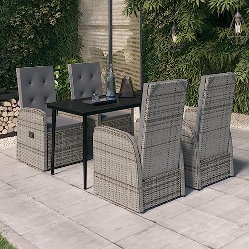 XINCXIN 5-TLG. Garten-Essgruppe, Gartenmöbel Set Garten Möbel Outdoor Furniture Terassenmöbel Außen Geeignet für Deck Teich Hinterhof Balkon mit Kissen Grau von XINCXIN