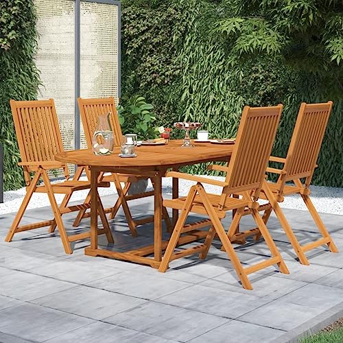 XINCXIN 5-TLG. Garten-Essgruppe, Gartenmöbel Set Garten Möbel Terassenmöbel Außen Outdoor Furniture Geeignet für Hinterhof Balkon Deck Teich Massivholz Akazie von XINCXIN