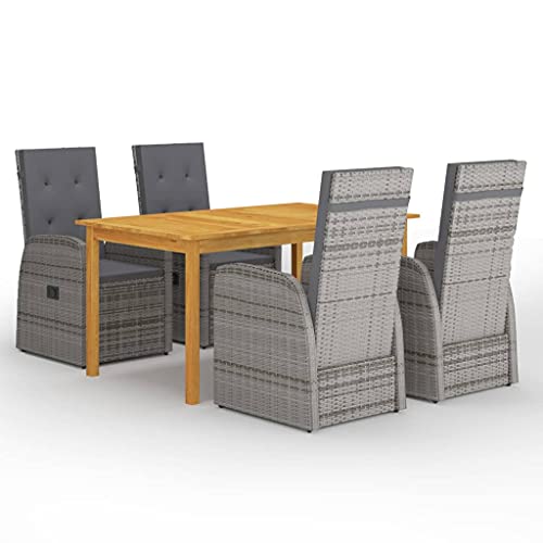XINCXIN 5-TLG. Garten-Essgruppe, Gartenmöbel Set Outdoor Furniture Garten Möbel Terassenmöbel Außen Geeignet für Deck Balkon Teich Hinterhof Grau von XINCXIN