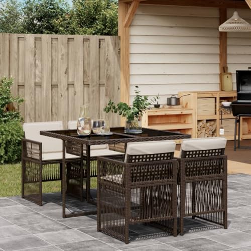 XINCXIN 5-TLG. Garten-Essgruppe, Gartenmöbel Set Terassenmöbel Außen Garten Möbel Outdoor Furniture Geeignet für Deck Hinterhof Balkon Teich mit Kissen Braun Poly Rattan XINCXIN 5-TLG. Garten-Essgruppe, Gartenmöbel Set Terassenmöbel Außen Garten Möbel Outdoor Furniture Geeignet für Deck Hinterhof Balkon Teich mit Kissen Braun Poly Rattan von XINCXIN