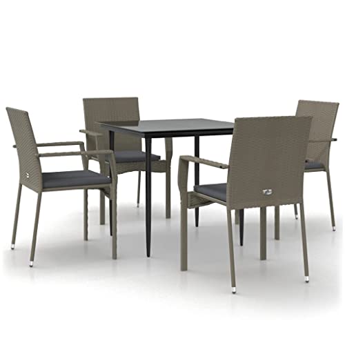 XINCXIN 5-TLG. Garten-Essgruppe, Outdoor Furniture Garten Möbel Gartenmöbel Set Terassenmöbel Außen Geeignet für Teich Hinterhof Deck Balkon mit Kissen Schwarz und Grau Poly Rattan XINCXIN 5-TLG. Garten-Essgruppe, Outdoor Furniture Garten Möbel Gartenmöbel Set Terassenmöbel Außen Geeignet für Teich Hinterhof Deck Balkon mit Kissen Schwarz und Grau Poly Rattan von XINCXIN