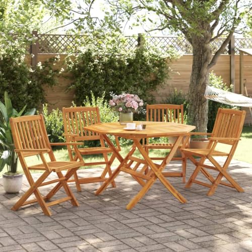 XINCXIN 5-TLG. Garten-Essgruppe, Outdoor Furniture Terassenmöbel Außen Garten Möbel Gartenmöbel Set Geeignet für Deck Balkon Hinterhof Teich Klappbar Massivholz Akazie von XINCXIN