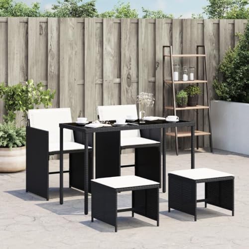 XINCXIN 5-TLG. Garten-Essgruppe, Outdoor Furniture Terassenmöbel Außen Garten Möbel Gartenmöbel Set Geeignet für Deck Balkon Hinterhof Teich mit Kissen Schwarz Poly Rattan XINCXIN 5-TLG. Garten-Essgruppe, Outdoor Furniture Terassenmöbel Außen Garten Möbel Gartenmöbel Set Geeignet für Deck Balkon Hinterhof Teich mit Kissen Schwarz Poly Rattan von XINCXIN