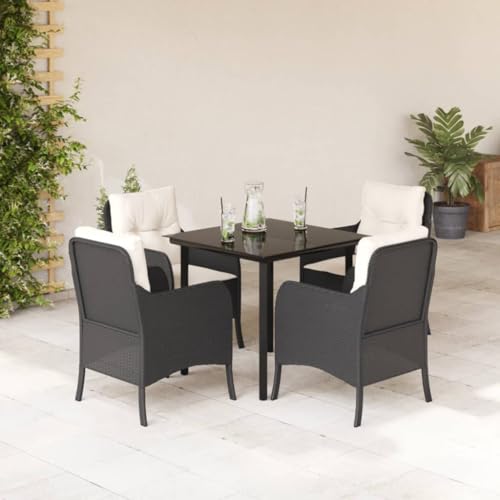 XINCXIN 5-TLG. Garten-Essgruppe, Outdoor Furniture Terassenmöbel Außen Gartenmöbel Set Garten Möbel Geeignet für Teich Hinterhof Balkon Deck mit Kissen Schwarz Poly Rattan XINCXIN 5-TLG. Garten-Essgruppe, Outdoor Furniture Terassenmöbel Außen Gartenmöbel Set Garten Möbel Geeignet für Teich Hinterhof Balkon Deck mit Kissen Schwarz Poly Rattan von XINCXIN