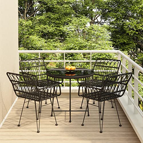 XINCXIN 5-TLG. Garten-Essgruppe, Terassenmöbel Außen Outdoor Furniture Gartenmöbel Set Garten Möbel Geeignet für Teich Deck Hinterhof Balkon Schwarz Poly Rattan von XINCXIN